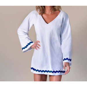 Angela Horton $180 Value Aruba Cover Up White Dress Made in USA Size Small